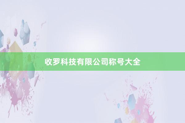 收罗科技有限公司称号大全