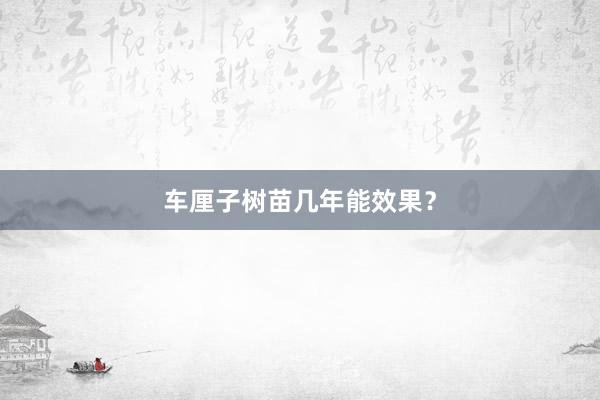 车厘子树苗几年能效果？